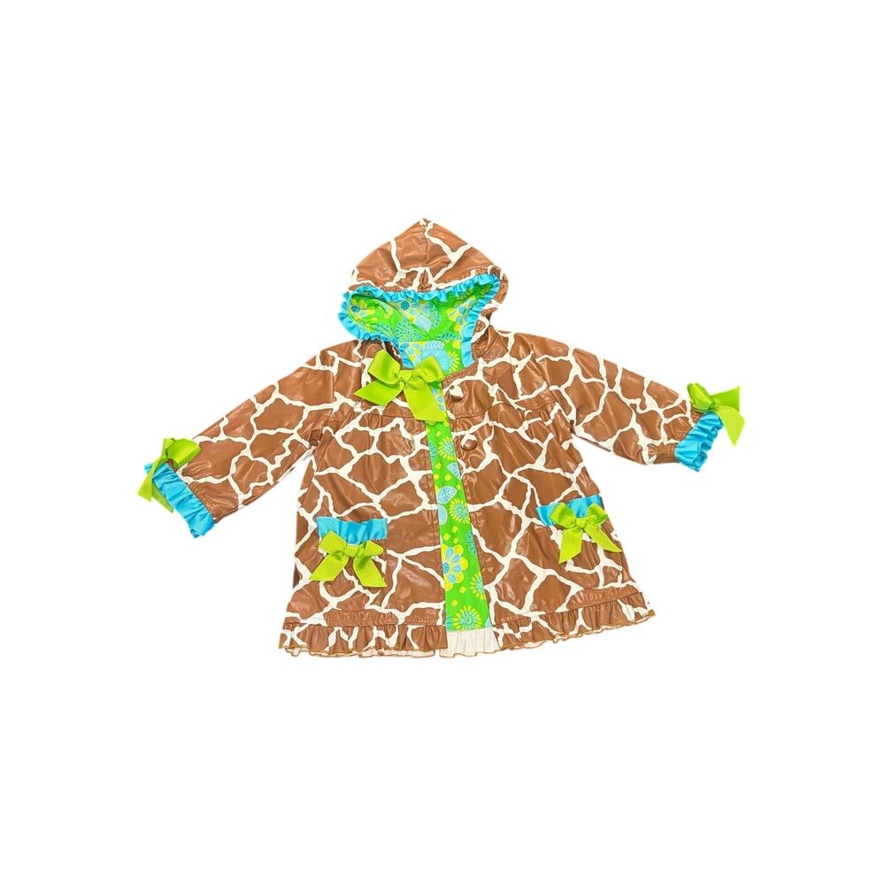 Mud Pie "Wild Child" Giraffe Print Raincoat - 12-18 Months - Nostalgic Boutique - Picture 2 of 9